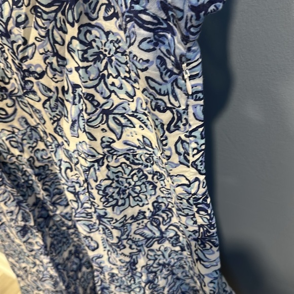 SAIL TO SABLE  MEDALLION PRINT SHORT SLEEVE V-NECK DRESS 100% COTTON LINED L - Picture 4 of 6